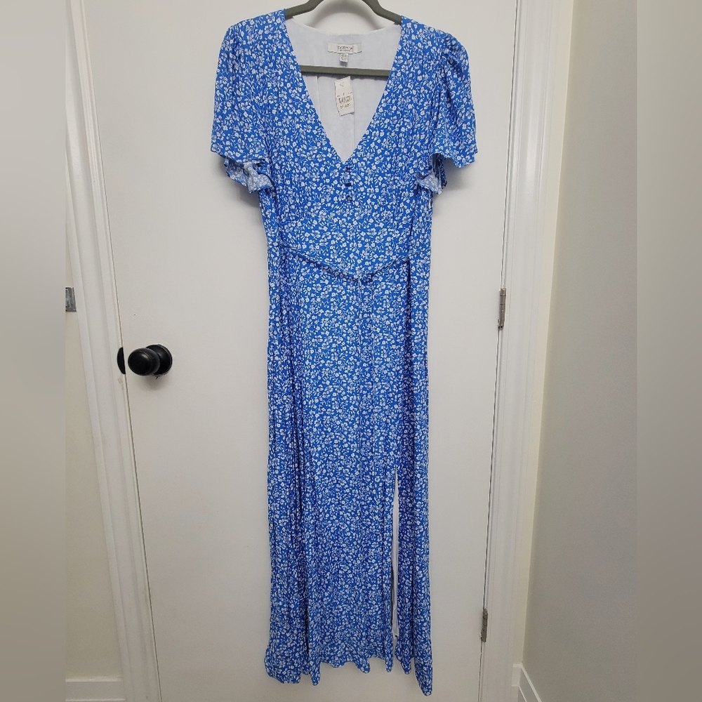 EverNew - Sky Blue Floral Maxi Dress -NWT